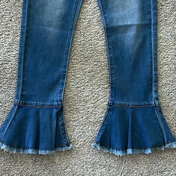 Hayden Girls Dark Blue Flare Jeans - Picture 3 of 7